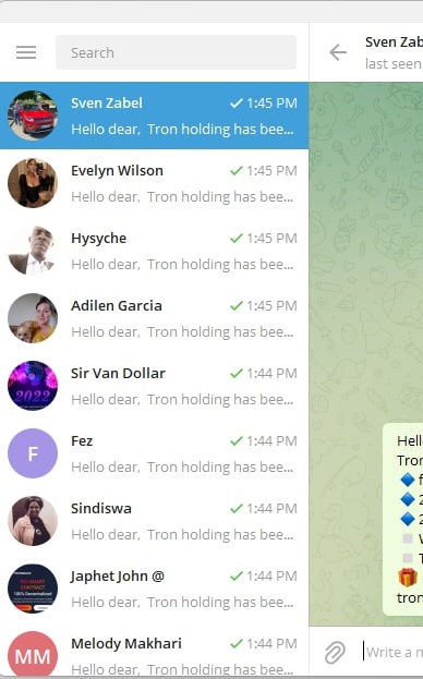 نمونه ای از ارسال پیام تبلیغاتی در تلگرام